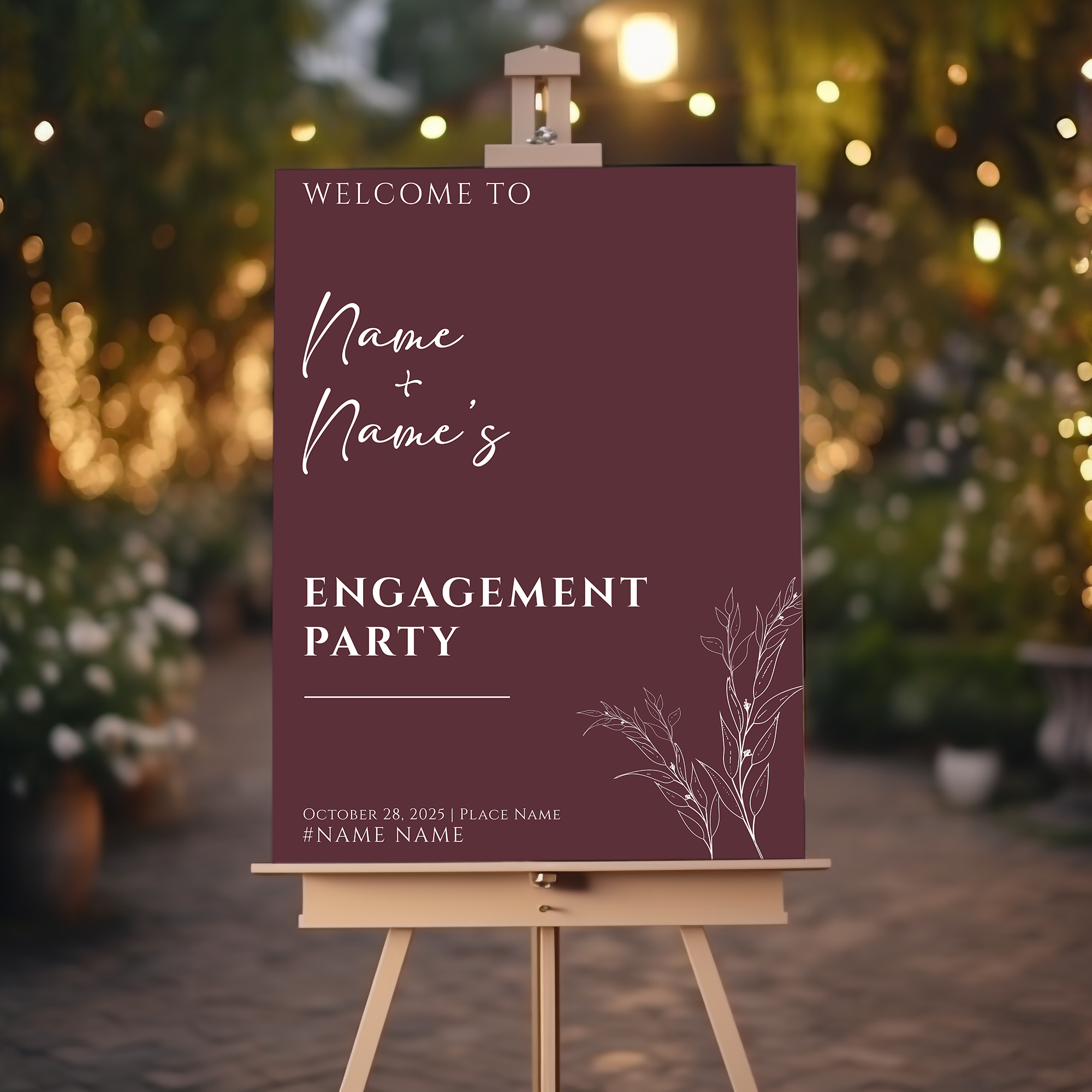 BOHO Engagement Party Welcome Sign, A1, A2, A3 or A4, Engagement Party Signs, Engagement Decorations, Classy Modern Engagement Party Sign