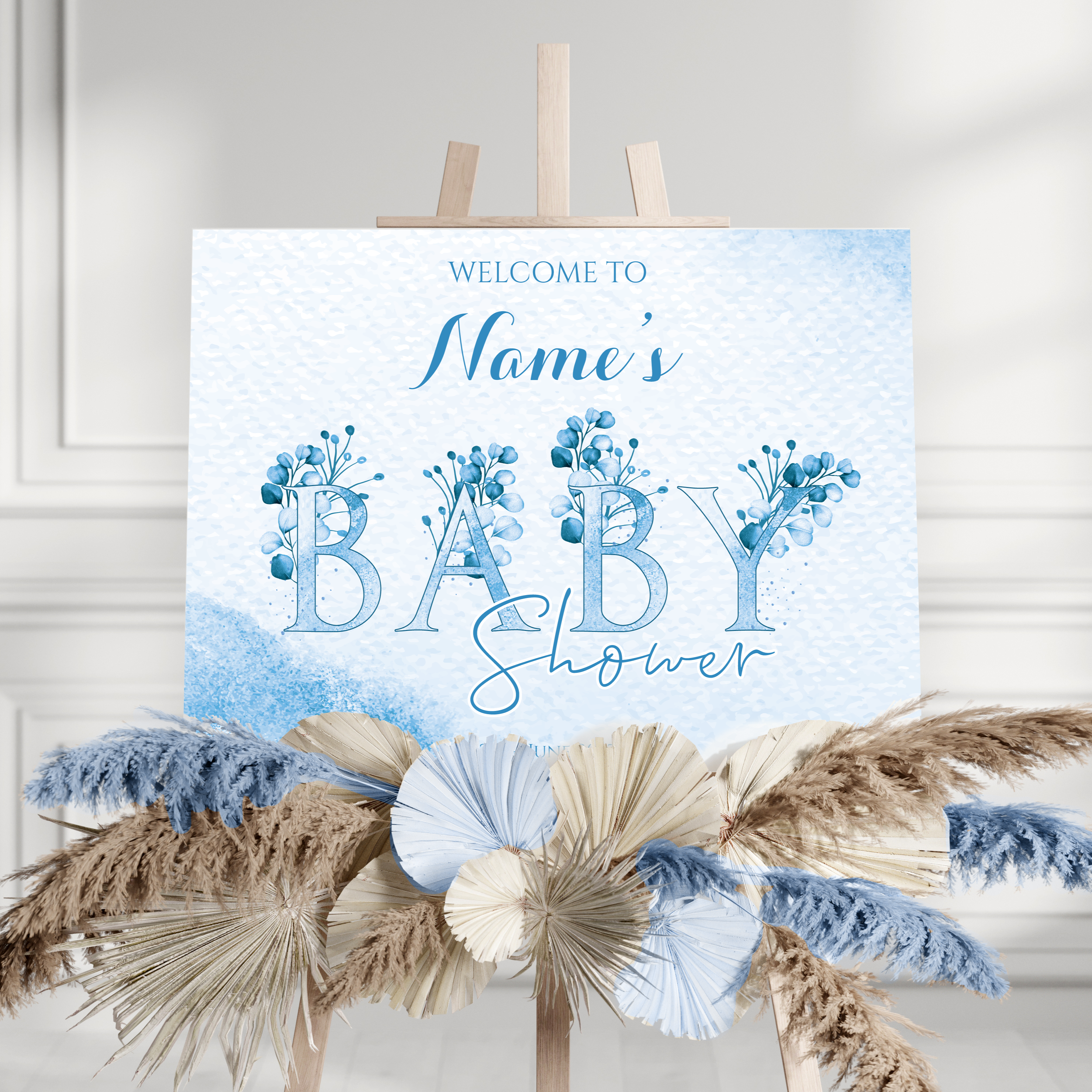 EUCALYPTUS Baby Shower Welcome Board, A1, A2, A3 or A4, Gender Neutral Baby Shower Sign, Baby Welcome Sign, Baby Boy Baby Girl Shower, Party