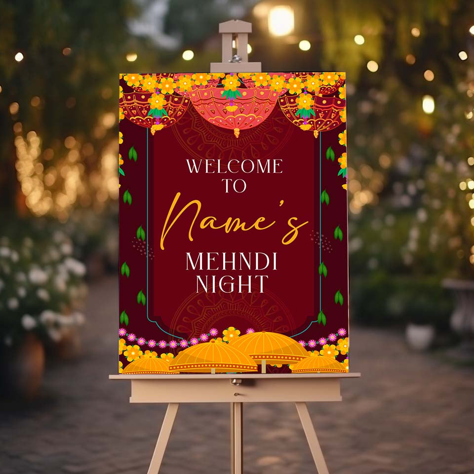 Mehndi Welcome Signs, Mehendi Signs, Umbrella Desi Decor, Mehndi Sign, Indian Decor Sign, Mendhi Umbrella, Henna Sign, Mehendi Welcome