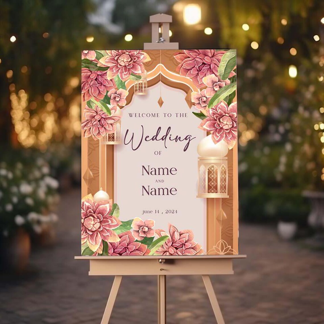 Nikkah Wedding Welcome Sign, Personalised Nikkah, Nikah Sign, Islamic ...