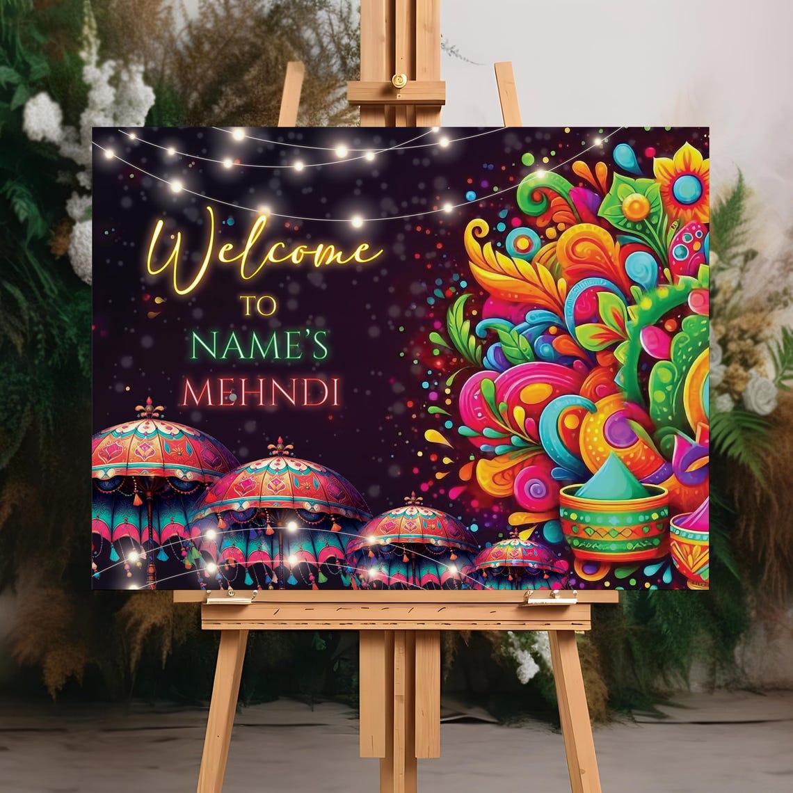 Mehndi Welcome Signs, Mehendi Signs, Umbrella Desi Decor, Mehndi Sign, Indian Decor Sign, Mendhi Umbrella, Henna Sign, Mehendi Welcome 0435
