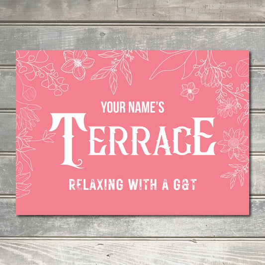 PERSONALISED Garden Terrace Customised Modern Farmhouse Signs Decor Metal Plaque