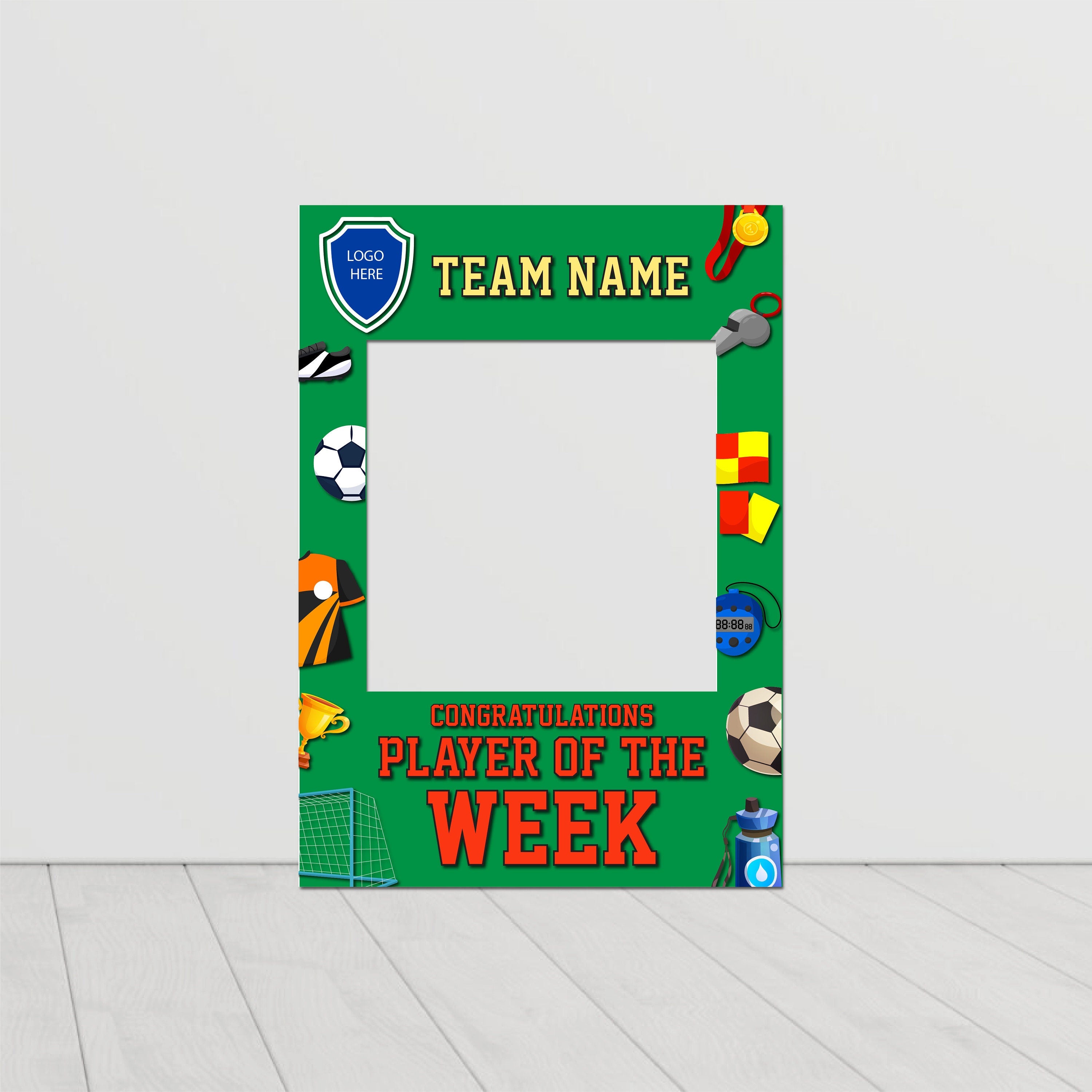 Football Label Frame FOOTBALL TEAM FRAME Personalised Football Player of the Week Custom Ba ...