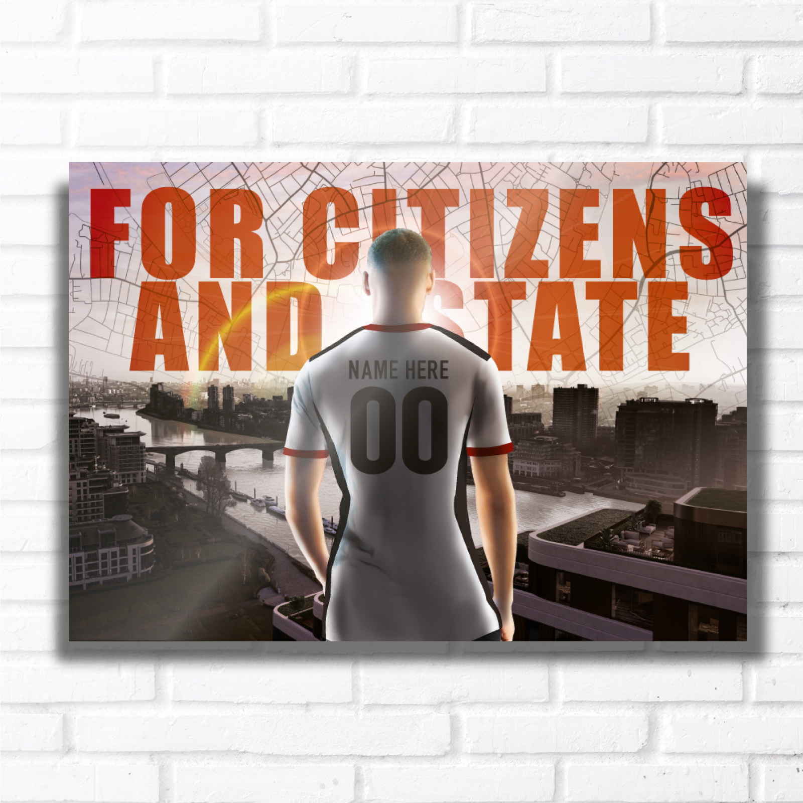 PERSONALISED FOOTBALL TEAM LONDON B WHITE Name and Number Metal Plaque Sign Studio Man-Cave Bedroom Wall Art Decor