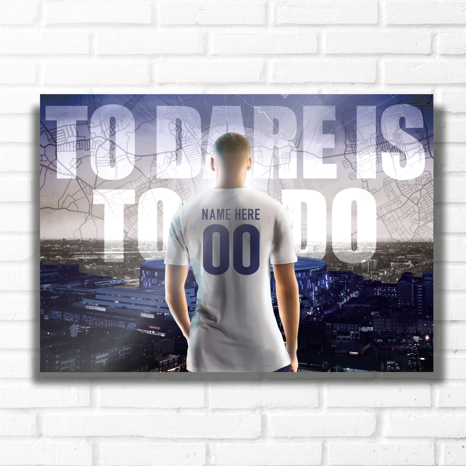 PERSONALISED FOOTBALL TEAM LONDON WHITES Name and Number Metal Plaque Sign Studio Man-Cave Bedroom Wall Art Decor