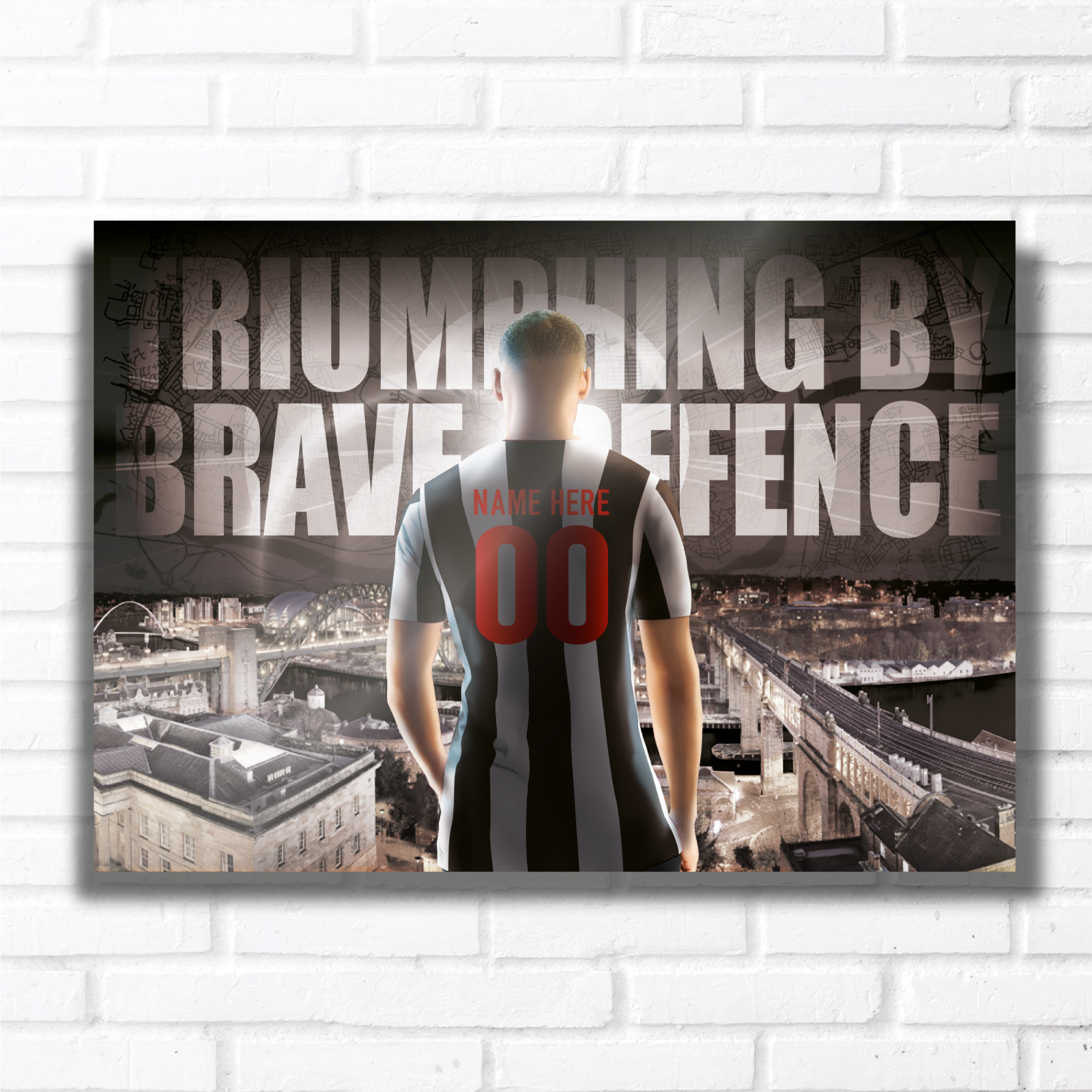 PERSONALISED FOOTBALL TEAM NEWCASTLE BLACK AND WHITE Name and Number Metal Plaque Sign Studio Man-Cave Bedroom Wall Art Decor