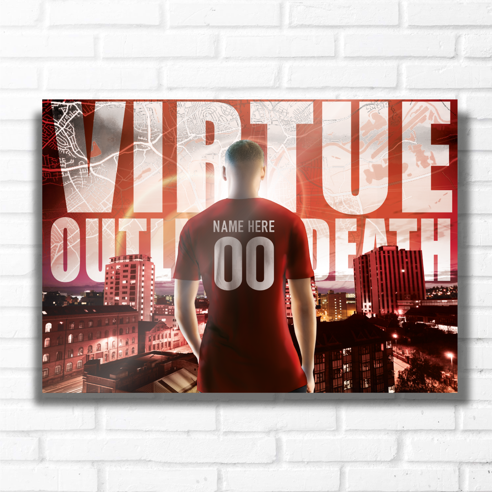 PERSONALISED FOOTBALL TEAM NOTTINGHAM REDS Name and Number Metal Plaque Sign Studio Man-Cave Bedroom Wall Art Decor