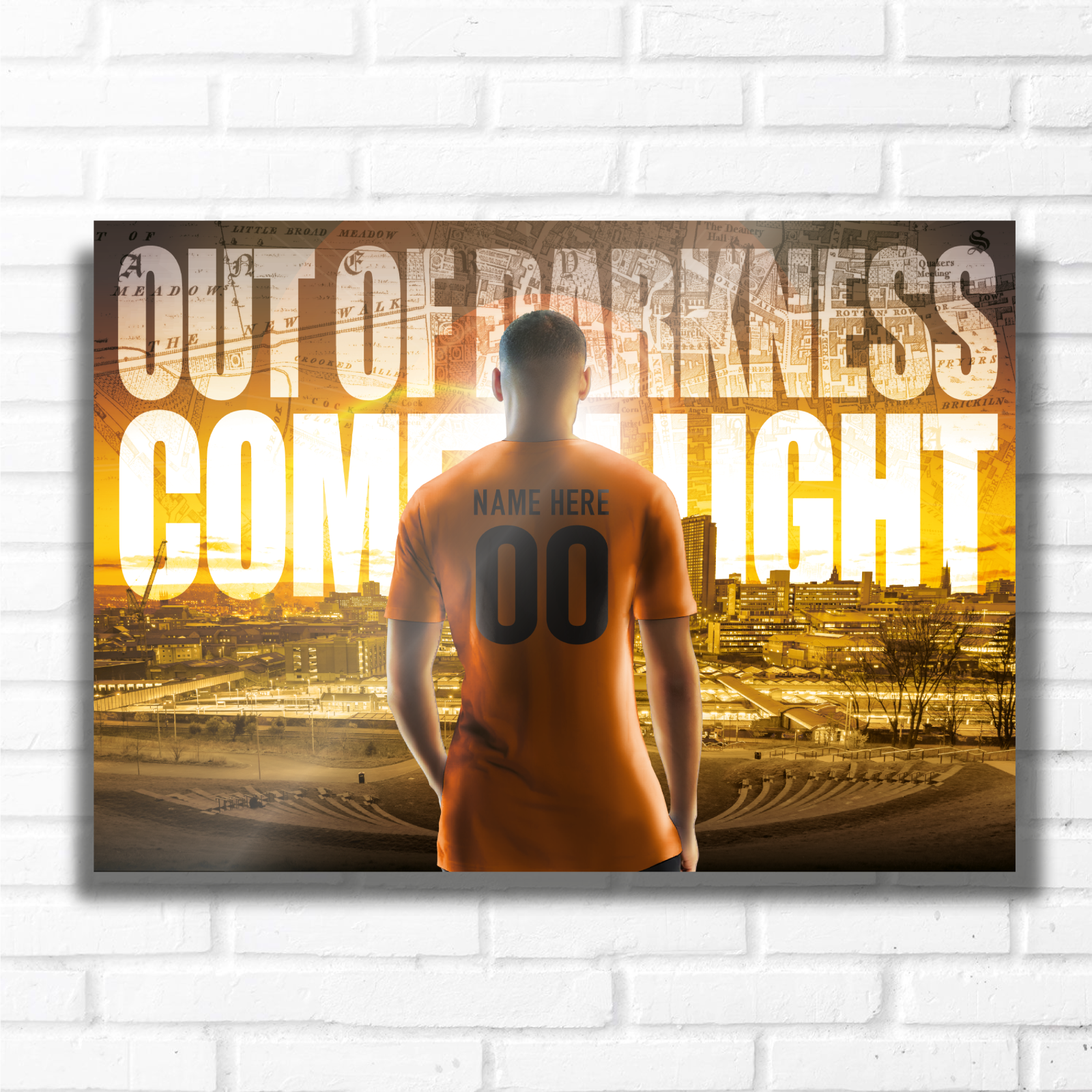 PERSONALISED FOOTBALL TEAM WOLVERHAMPTON ORANGE Name and Number Metal Plaque Sign Studio Man-Cave Bedroom Wall Art Decor