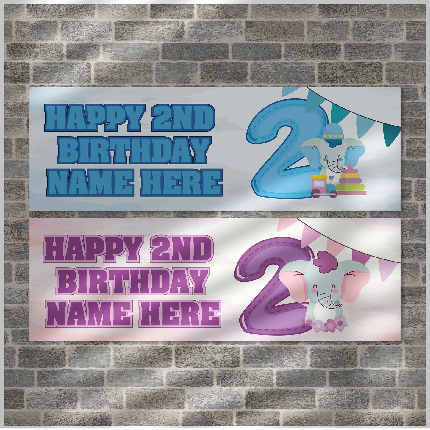 Set of 2 Personalised Birthday Banners - 16th 18th 21st 30th 40th 50th Birthday Party - Celebration - Occasion BBAN-0452
