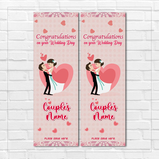 Set of 2 Personalised Wedding Banners - Congratulations On Your Wedding Day - Anniversary Party - Celebration - Occasion BBAN-0342