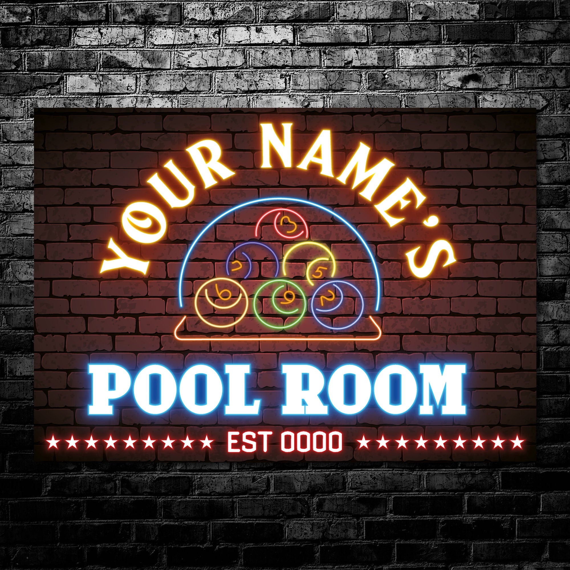 Pool room store neon signs