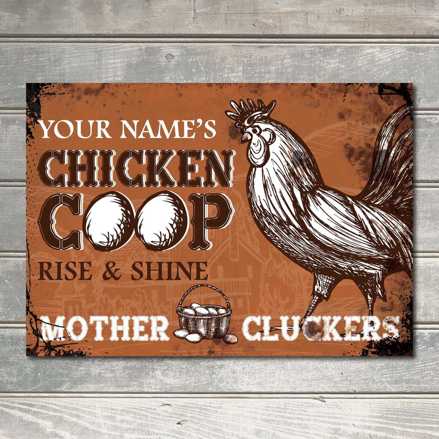 PERSONALISED Chicken Coop Fresh Eggs Funny Metal Plaque Humourous Joke Custom Farm Sign Wall Door Décor 0469-B