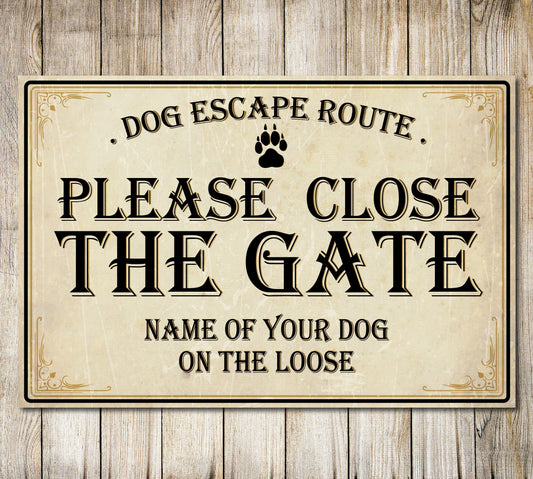 PERSONALISED Please Close the Gate Sign Dog Warning Metal Wall Door Decor Garden Plaque 0239