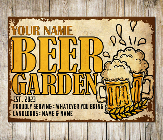 PERSONALISED Beer Garden Customized Classic Sign Decor Metal Plaque 0680-B