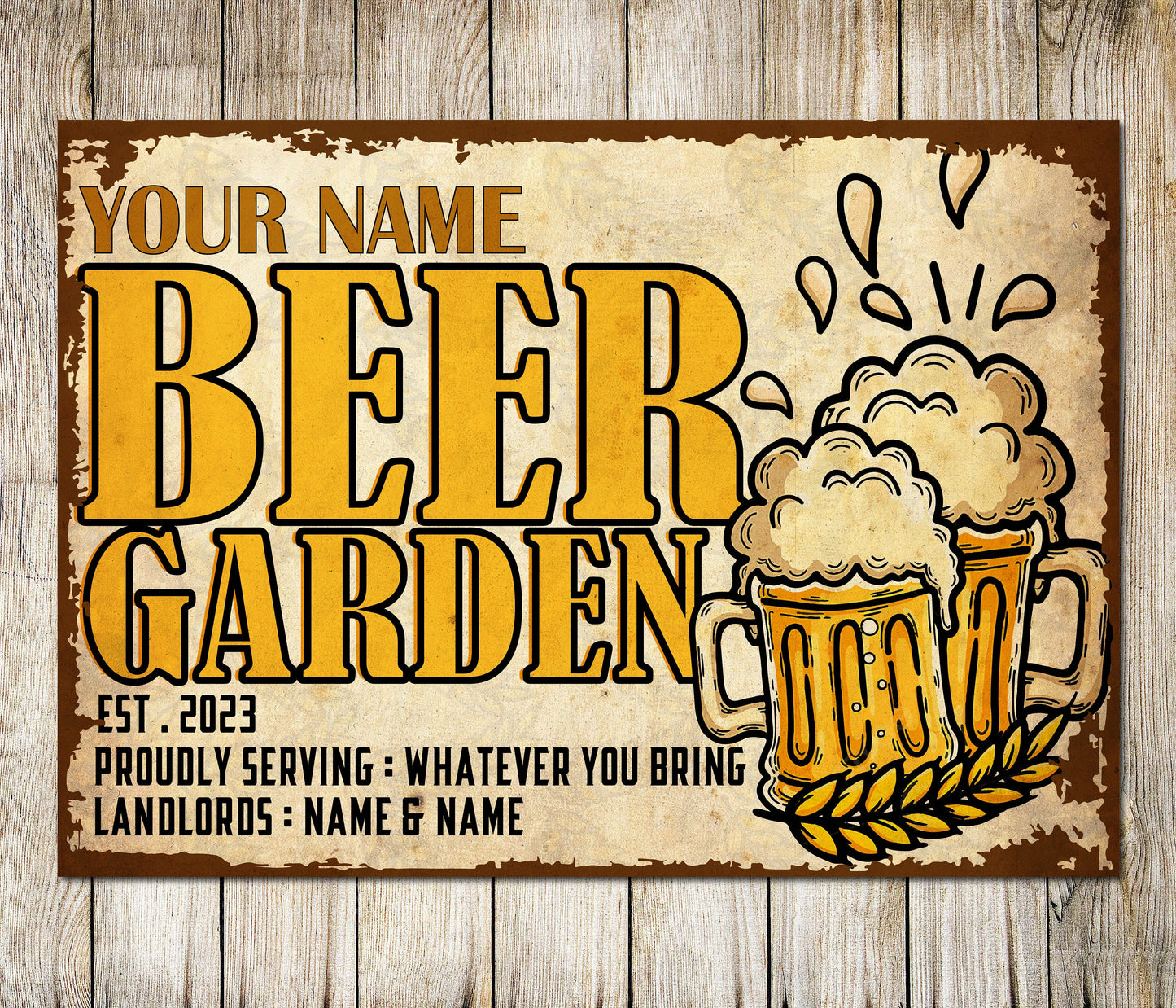 PERSONALISED Beer Garden Customized Classic Sign Decor Metal Plaque 0680-B