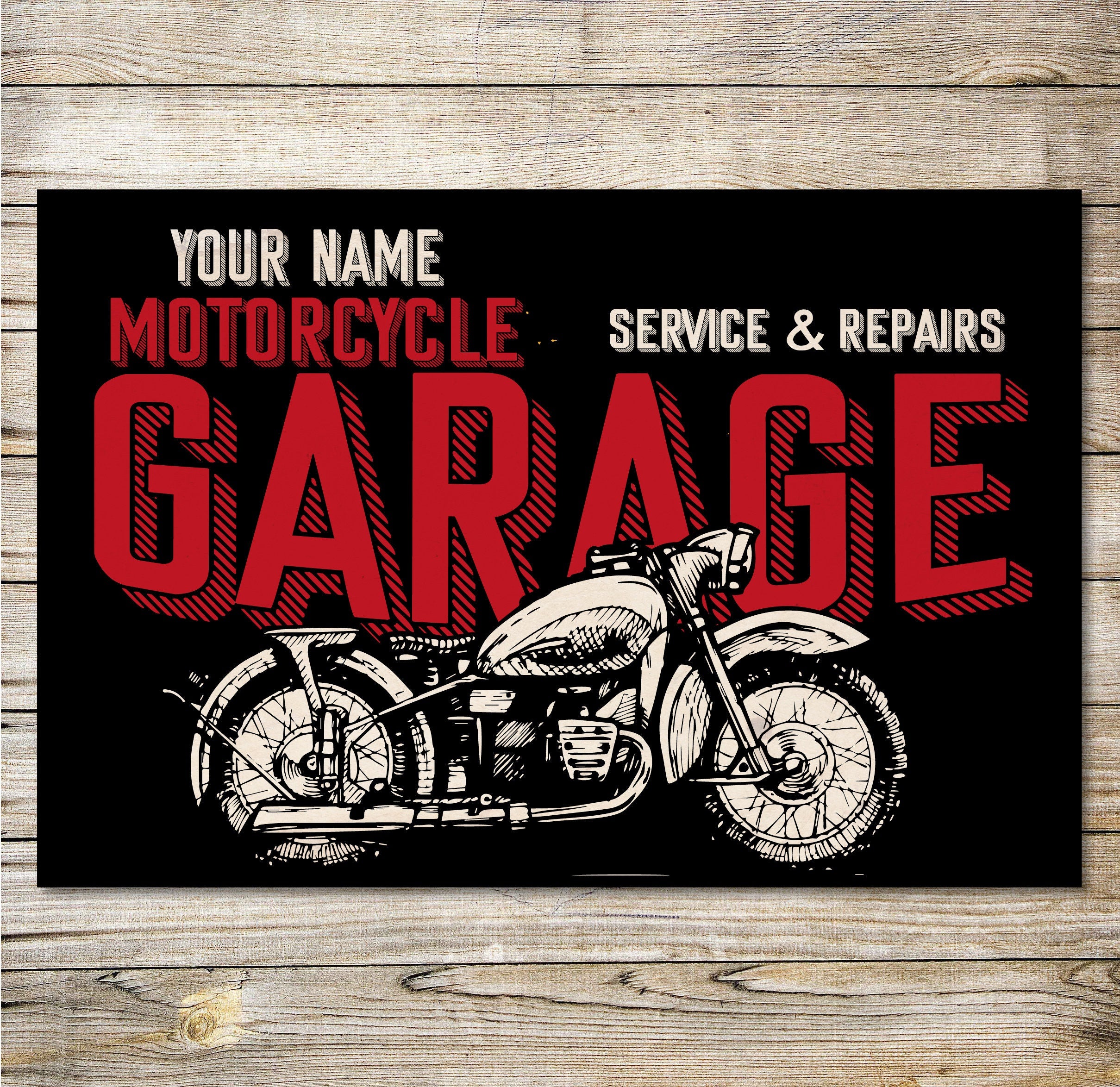 PERSONALISED Motorbike Sign Garage Motorcycle Custom Workshop Metal Pl ...