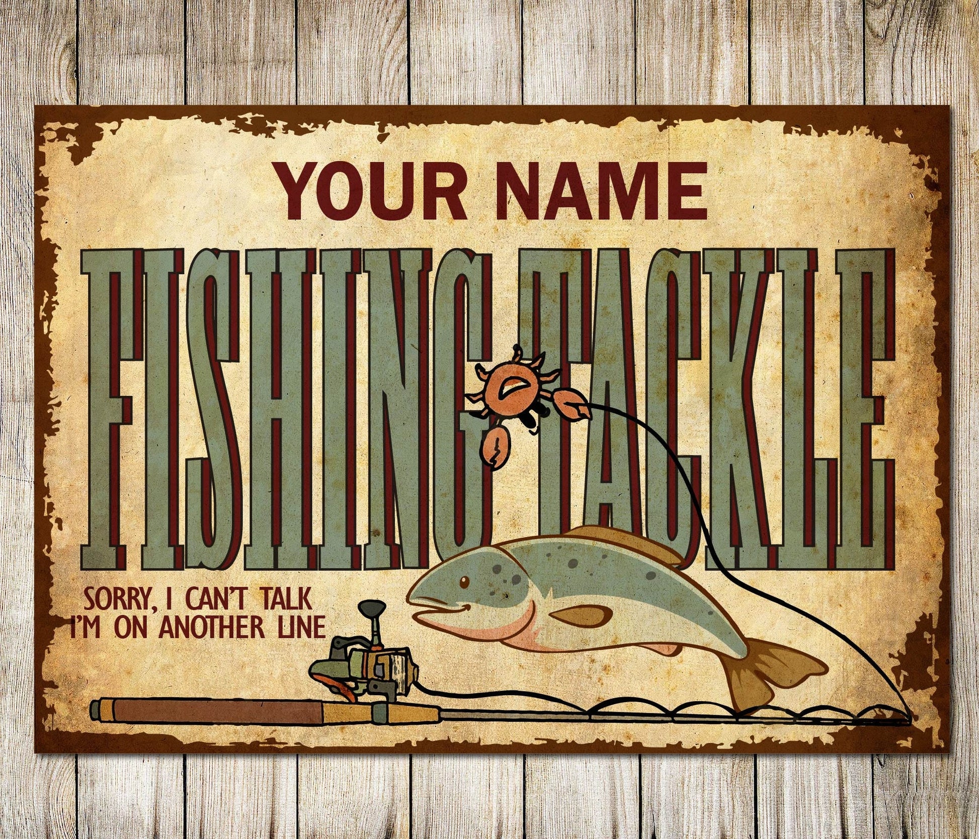 PERSONALISED Fishing Tackle Rules Fisherman Funny Joke Man Cave
