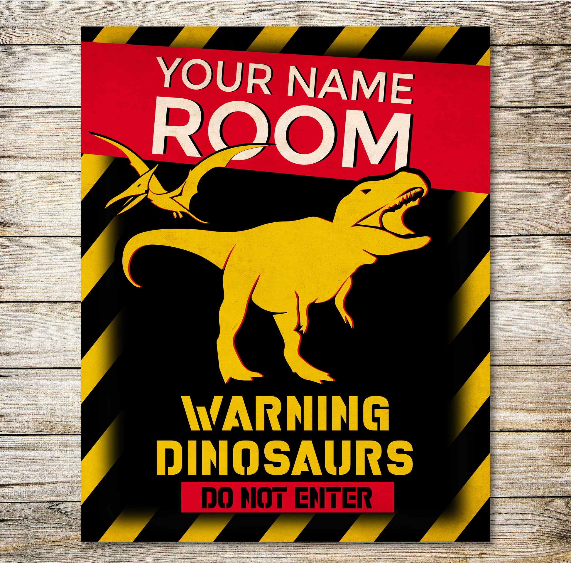 PERSONALISED Dinosaur Door Sign Velociraptor Play Bedroom Teenager Met