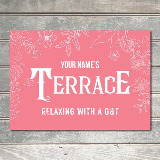 PERSONALISED Garden Terrace Customised Modern Farmhouse Signs Decor Metal Plaque 0525