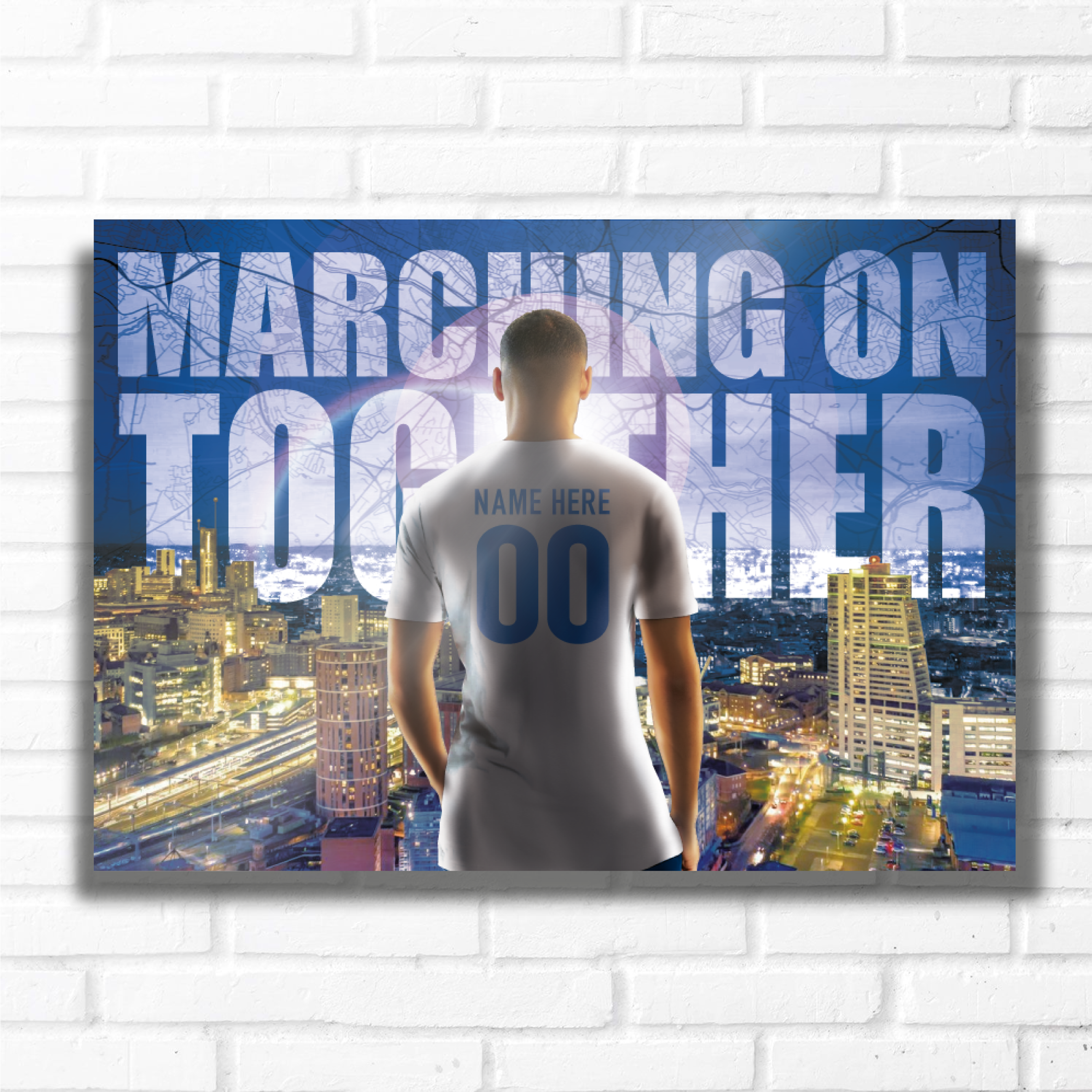 PERSONALISED FOOTBALL TEAM LEEDS WHITES Name and Number Metal Plaque Sign Studio Man-Cave Bedroom Wall Art Decor